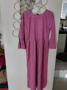 Cute Pink Khadi One Piece Dress ( Ethnic)