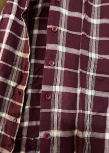 Maroon Plaid Flannel Shirt for women
