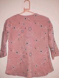 Pink Floral Print Tunic Top
