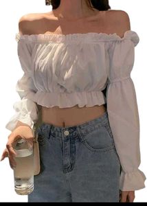 Floerns Women&#39;s Off Shoulder Long SleeveCrop Top
