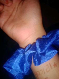 Blue Floral Scrunchie