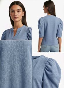 Stylish Blue Puff Sleeve Top