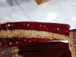 Maroon Embroidered Salwar 3pscSuit