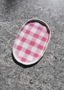 Pink Gingham Trinket Dish