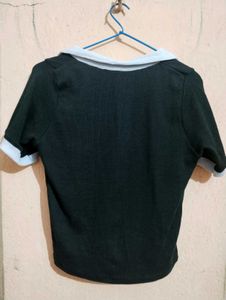 Cute Black Polo Crop Top