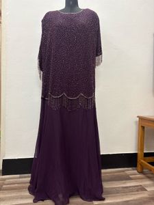 Purple Beaded Evening Gown