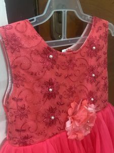 Bright peach Color Cocktail Frock 3-5yr Old