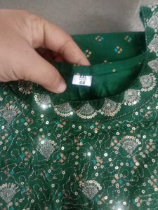Green Printed Gown