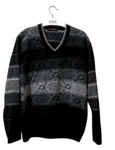Vintage Patterned V-Neck Sweater