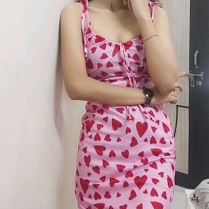 Heart Print Midi Dress