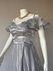 Elegant Silver Off-Shoulder Dress