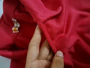Rose Pink Ribbed Polo-neck Crop Top