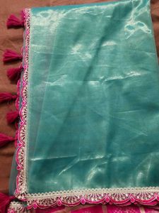 Supernet Saree with Pink blouse piece