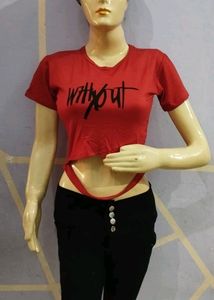 Beautiful Trendy Maroon Crop Top With Front Design