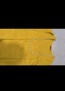 Mustard Yellow Embroidered Kurta(L)