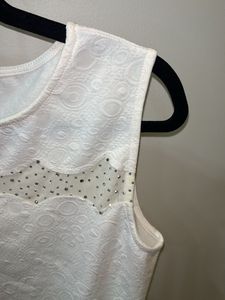 White Textured Sleeveless Top