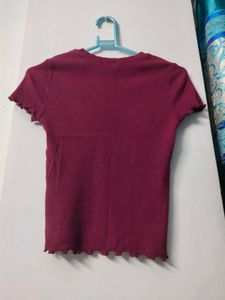 Burgundy Ribbed Crop Top