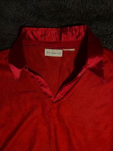 Thrifted Devil Red y2k Collar Sweater