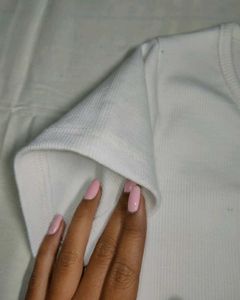 Cute White V-Neck T-Shirt