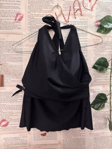 Black Halter Tankini Top