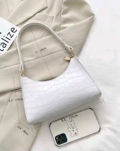 SAVANA White Croc Shoulder Bag