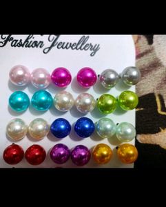 12 pairs of colorful Pearl Studs