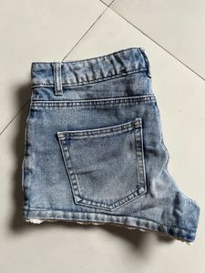 ONLY Denim Shorts with Lace Trim