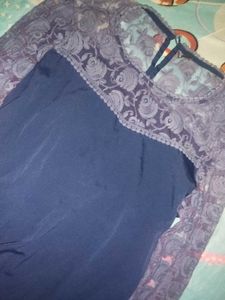 Blue Net Sleeve Top