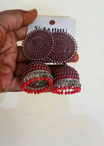 Red Oxidised Earrings