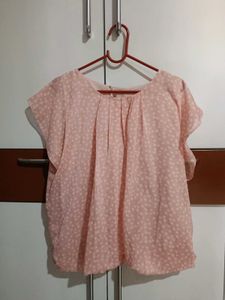 Pink Dotted Flutter Sleeve Top