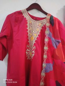 Beautiful Kurta Set With Organza Dupatta