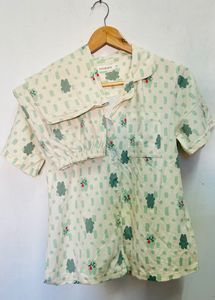 Cute Frog & Abstract Print Pajama Set