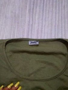 Olive Green Deep Neck Tee