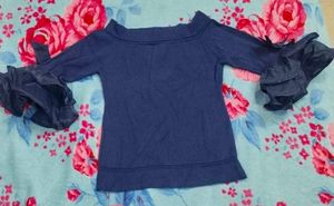 Blue Off-Shoulder Top