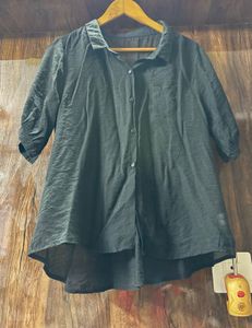 Black Button-Down Top