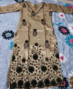 Golden Black Embroidery Kurta Set