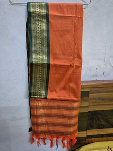 Orange Silk Blend Saree