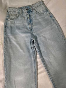 Wide leg light blue denim
