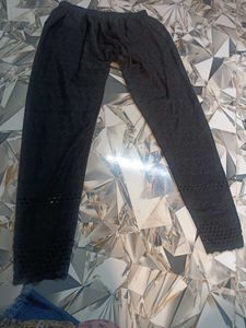 Chic Black Embroidered Trousers