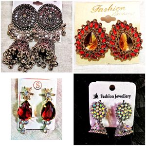 Combo Of 4 Party Wear Stone Earrings