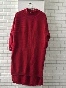 Red Knee Length Cardigan