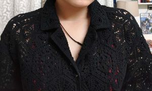 Black Crochet Style Oversized Shirt