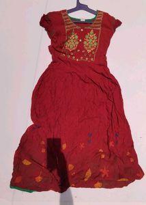 Red Embroidered Kurta