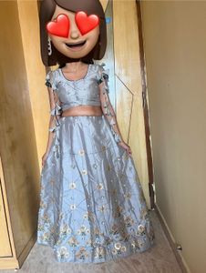 Silver Lehenga with Embroidery