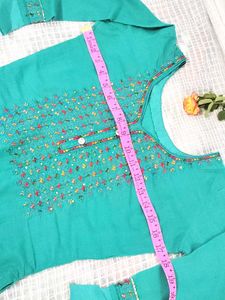 Teal Embellished Kurti 🧡✨