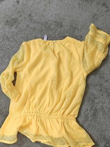 Yellow Ruffle Peplum Top
