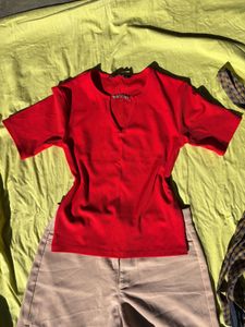 Red Short Sleeve Top