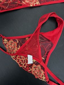 Red Floral Lingerie Set