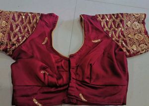 Elegant green saree with designer blouse