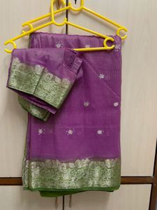 Partywear Saree With Tailormade Blouse